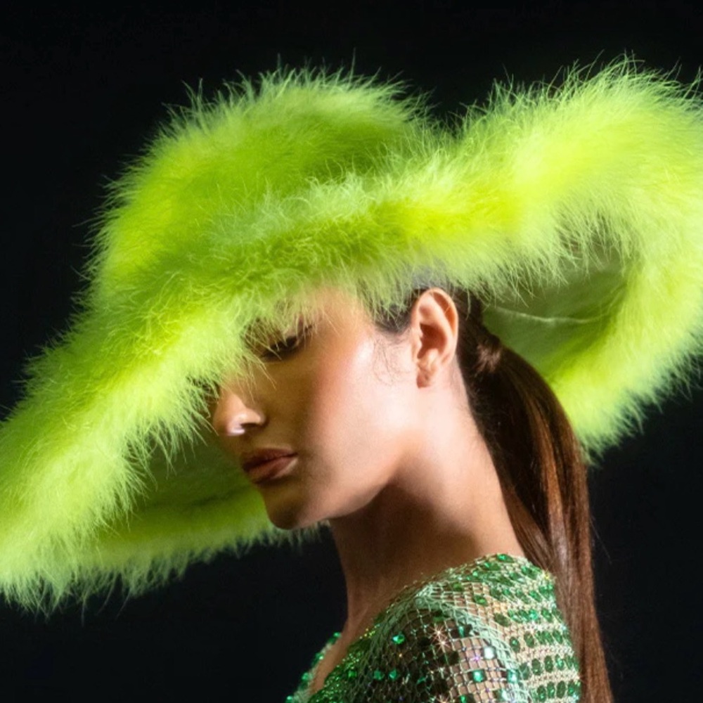 Lime Green Feathered Women's Hat